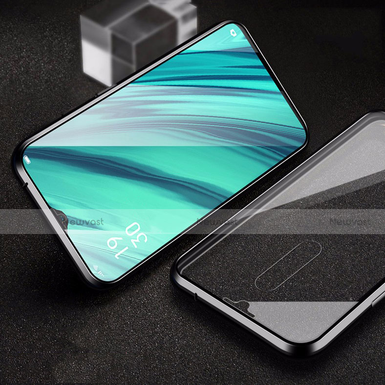 Luxury Aluminum Metal Frame Mirror Cover Case 360 Degrees for Oppo A9X Black