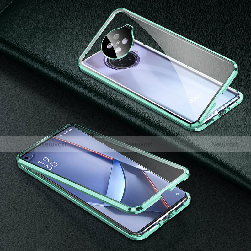 Luxury Aluminum Metal Frame Mirror Cover Case 360 Degrees for Oppo Ace2 Green