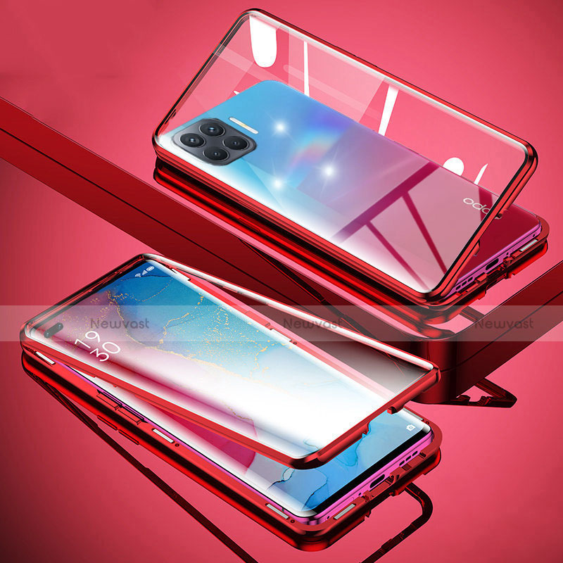 Luxury Aluminum Metal Frame Mirror Cover Case 360 Degrees for Oppo F17 Pro