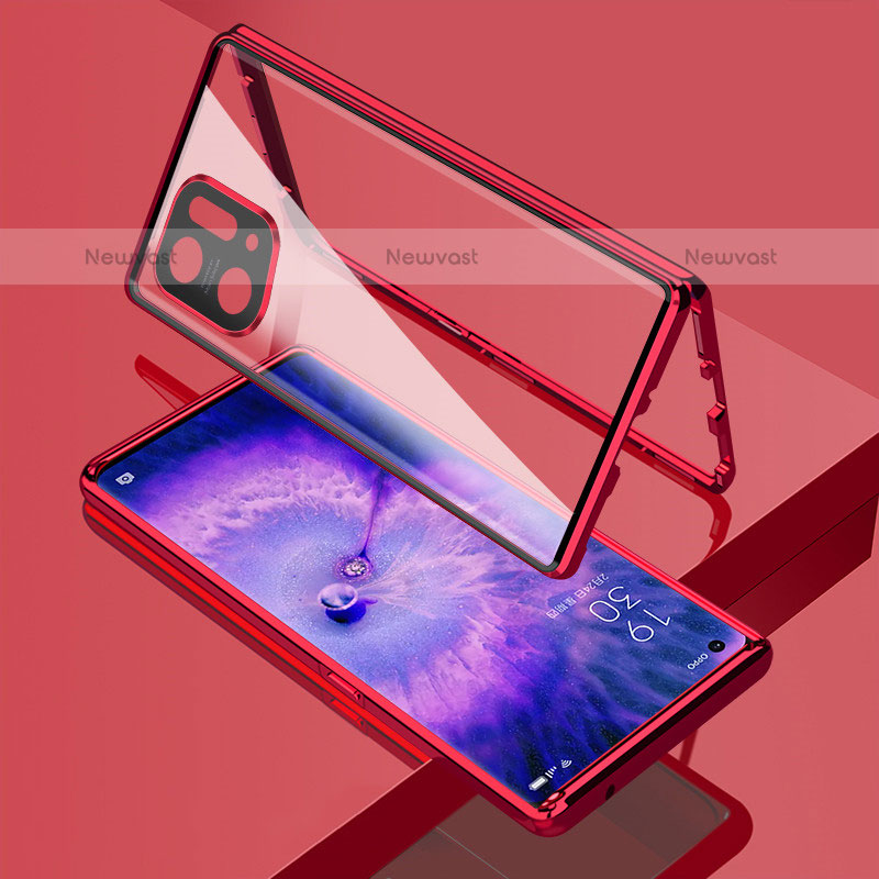 Luxury Aluminum Metal Frame Mirror Cover Case 360 Degrees for Oppo Find X5 Pro 5G