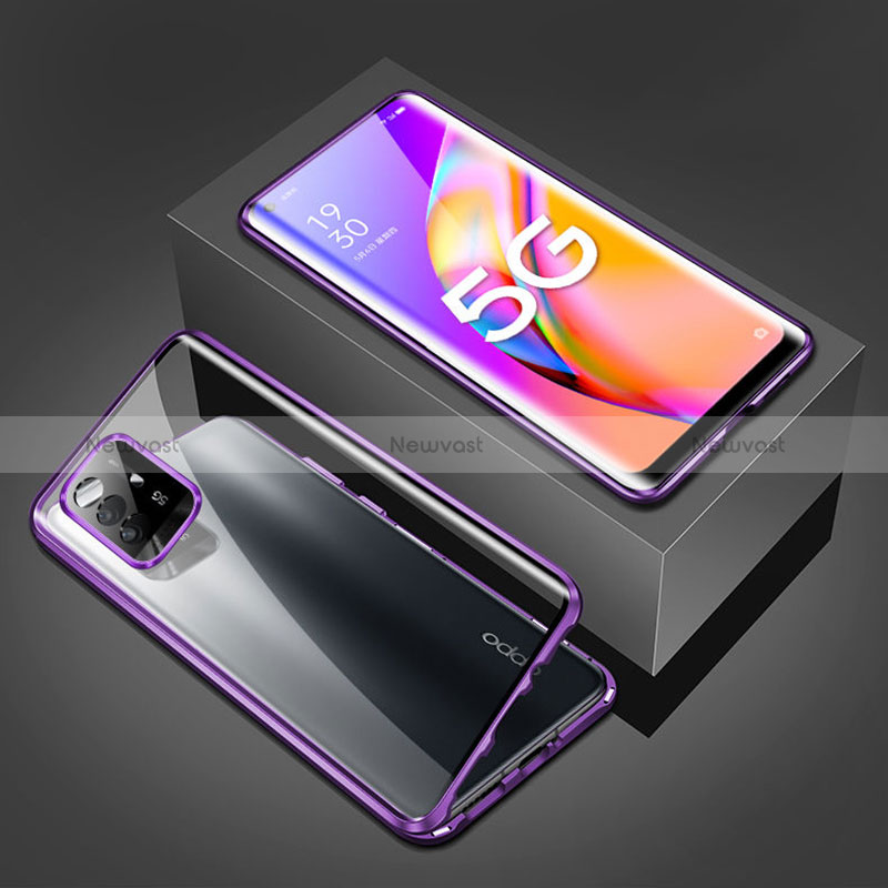 Luxury Aluminum Metal Frame Mirror Cover Case 360 Degrees for Oppo Reno5 Z 5G