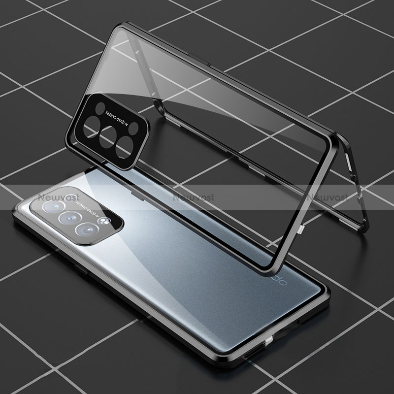 Luxury Aluminum Metal Frame Mirror Cover Case 360 Degrees for Oppo Reno6 Pro 5G
