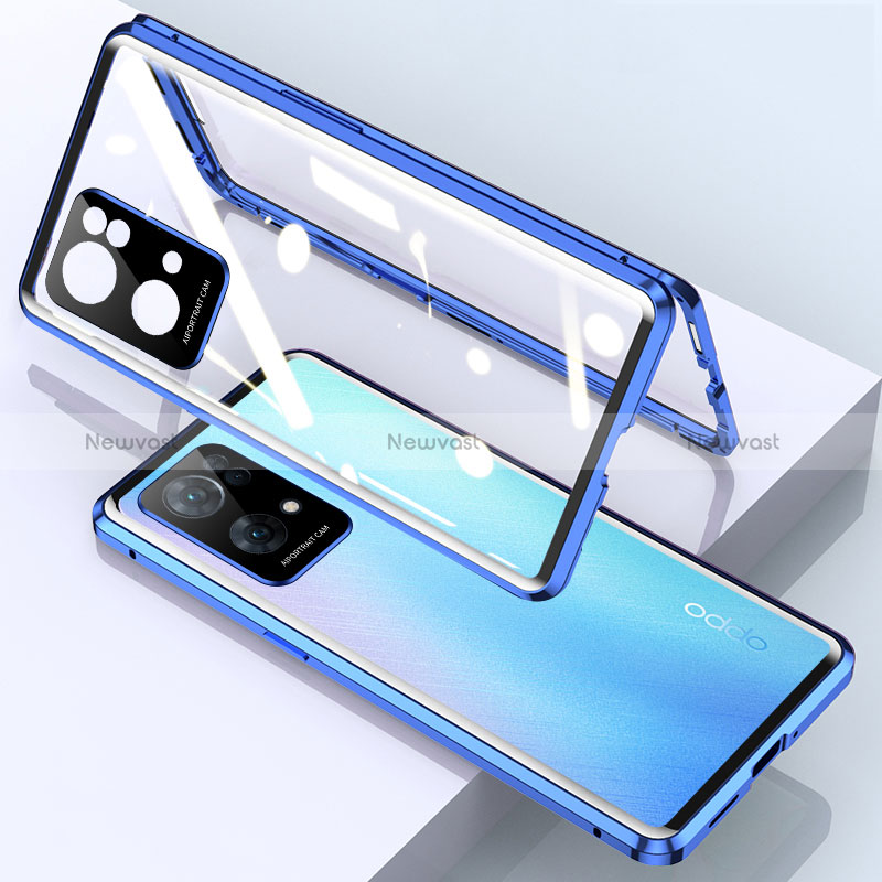 Luxury Aluminum Metal Frame Mirror Cover Case 360 Degrees for Oppo Reno7 Pro 5G