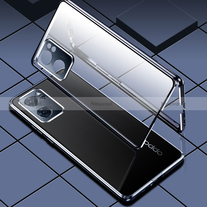 Luxury Aluminum Metal Frame Mirror Cover Case 360 Degrees for Oppo Reno7 SE 5G