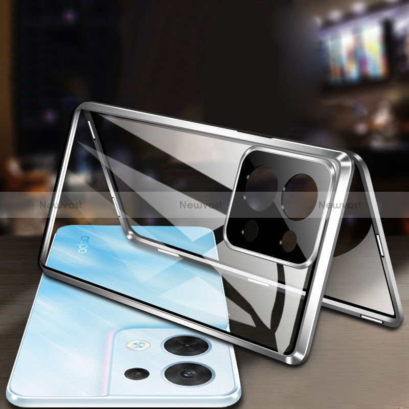 Luxury Aluminum Metal Frame Mirror Cover Case 360 Degrees for Oppo Reno8 Pro 5G