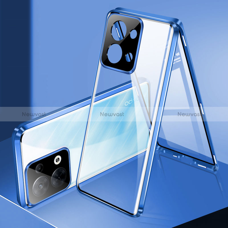 Luxury Aluminum Metal Frame Mirror Cover Case 360 Degrees for Oppo Reno9 Pro+ Plus 5G