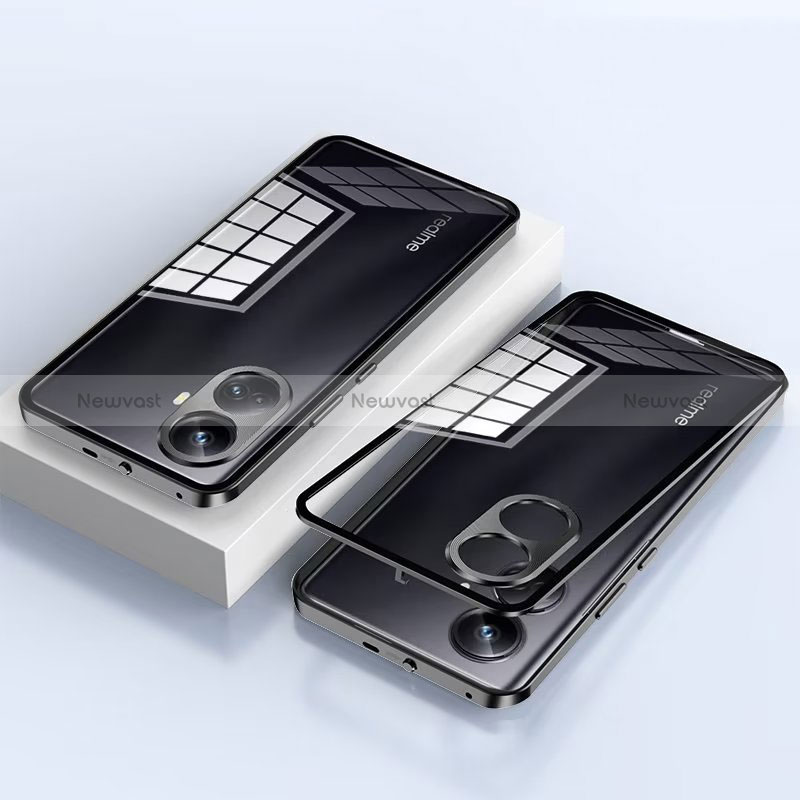 Luxury Aluminum Metal Frame Mirror Cover Case 360 Degrees for Realme 10 Pro+ Plus 5G