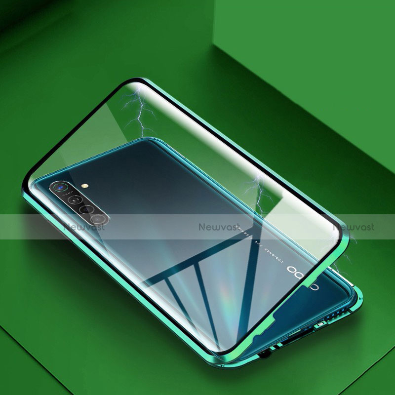 Luxury Aluminum Metal Frame Mirror Cover Case 360 Degrees for Realme X2 Green