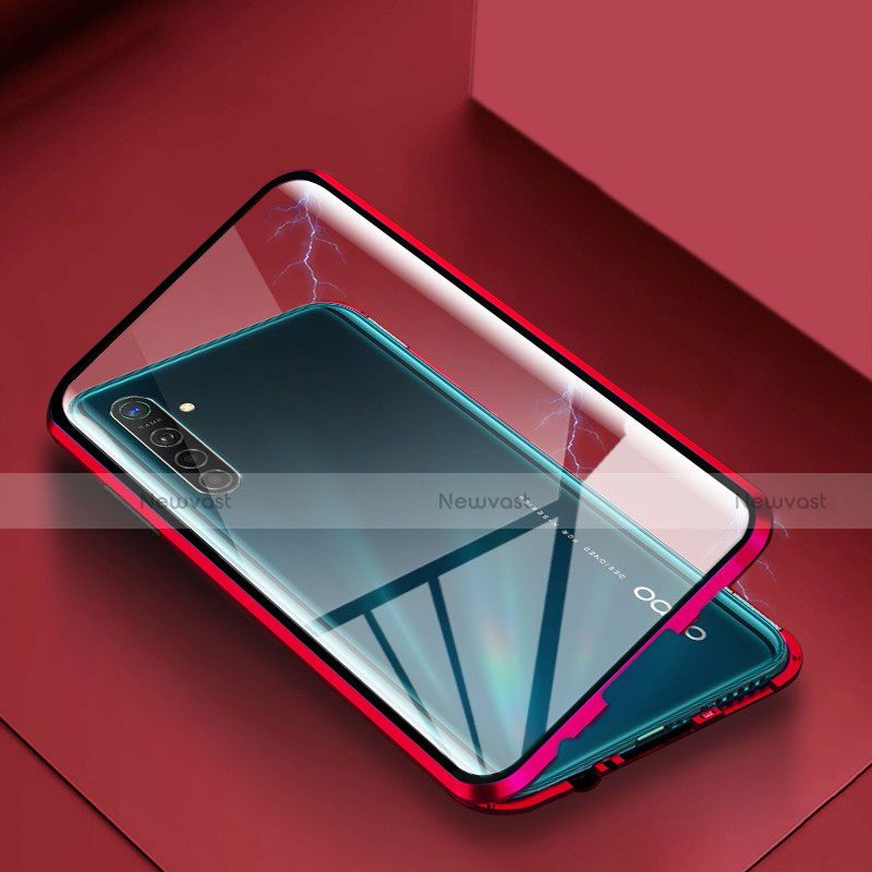 Luxury Aluminum Metal Frame Mirror Cover Case 360 Degrees for Realme X2 Red