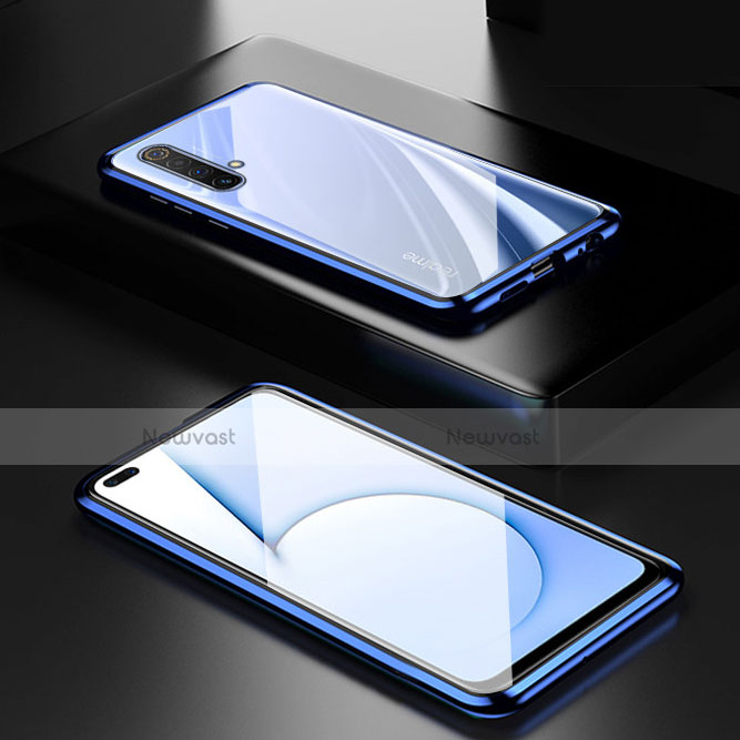 Luxury Aluminum Metal Frame Mirror Cover Case 360 Degrees for Realme X50 Pro 5G Blue