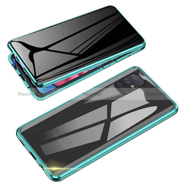 Luxury Aluminum Metal Frame Mirror Cover Case 360 Degrees for Samsung Galaxy A81 Green