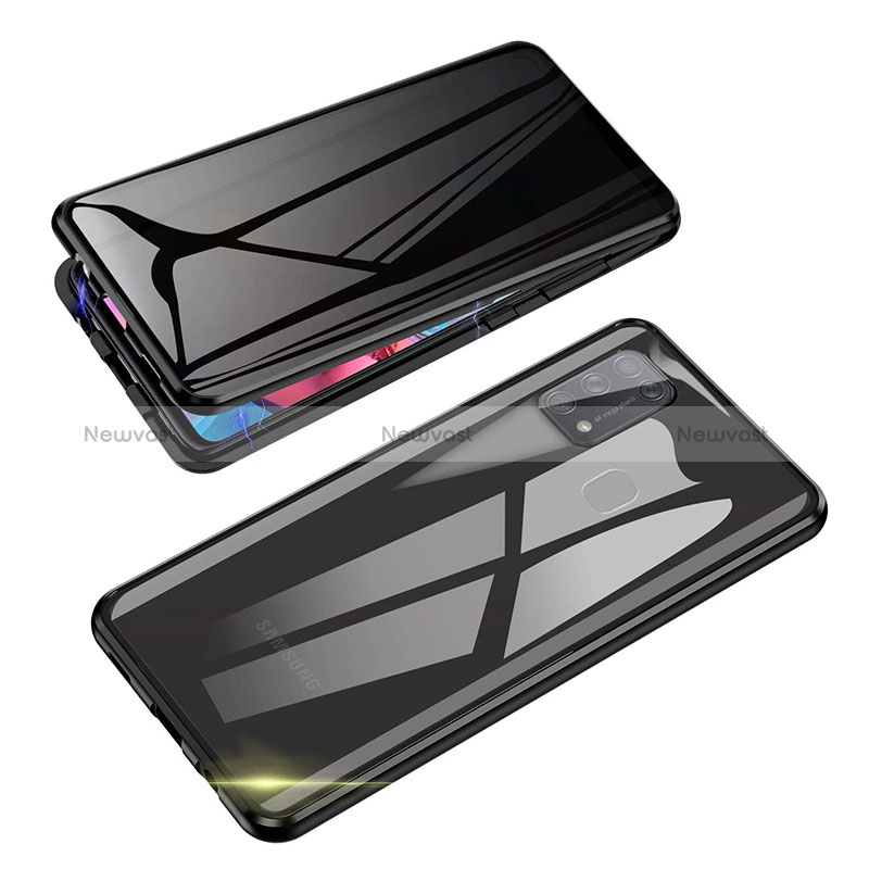 Luxury Aluminum Metal Frame Mirror Cover Case 360 Degrees for Samsung Galaxy M21s Black