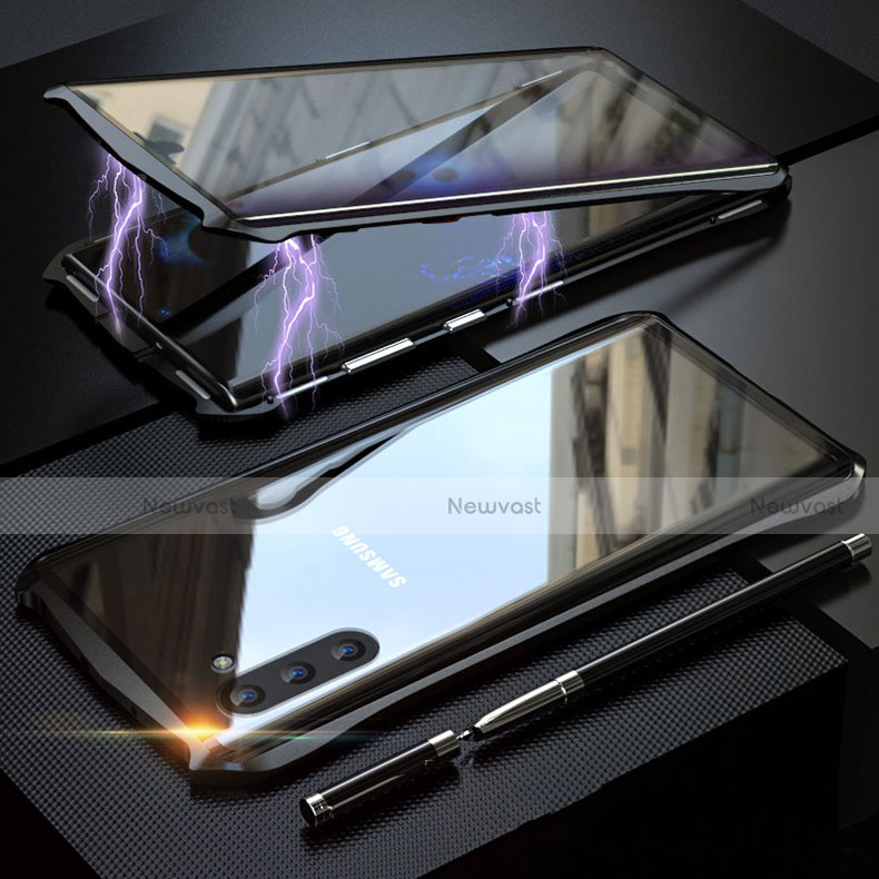 Luxury Aluminum Metal Frame Mirror Cover Case 360 Degrees for Samsung Galaxy Note 10 Black