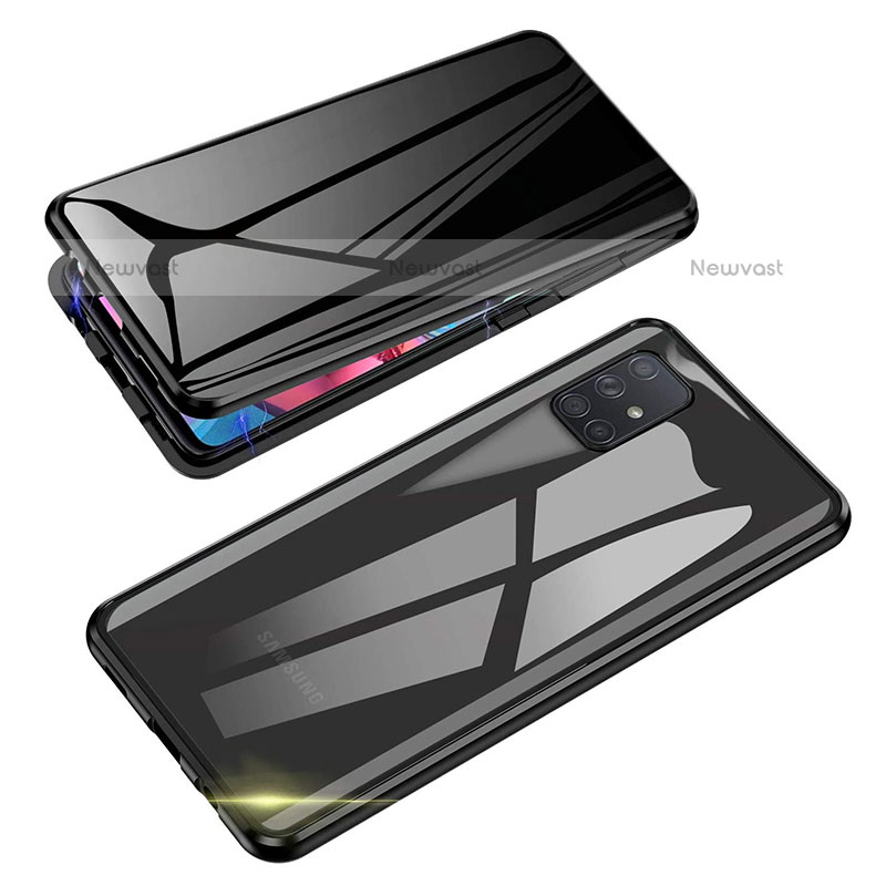 Luxury Aluminum Metal Frame Mirror Cover Case 360 Degrees for Samsung Galaxy Note 10 Lite Black