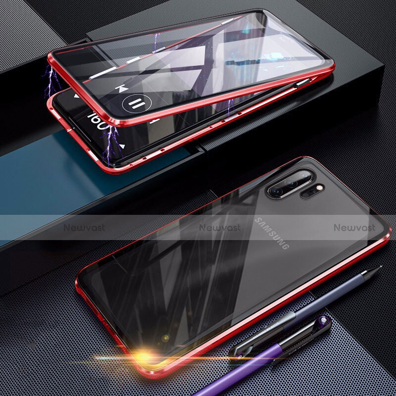 Luxury Aluminum Metal Frame Mirror Cover Case 360 Degrees for Samsung Galaxy Note 10 Plus 5G Red