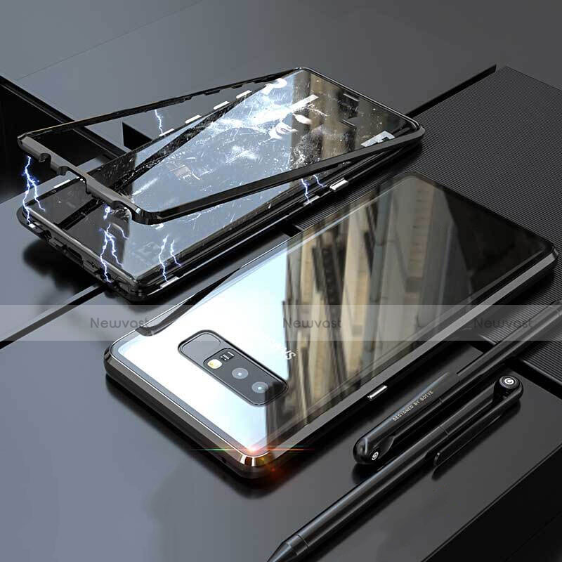 Luxury Aluminum Metal Frame Mirror Cover Case 360 Degrees for Samsung Galaxy Note 8 Black