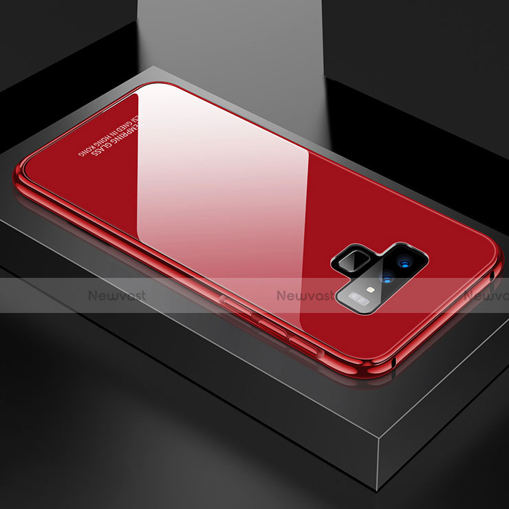 Luxury Aluminum Metal Frame Mirror Cover Case 360 Degrees for Samsung Galaxy Note 9 Red