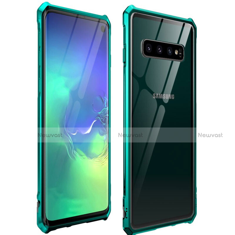 Luxury Aluminum Metal Frame Mirror Cover Case 360 Degrees for Samsung Galaxy S10 Green