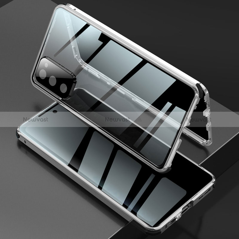 Luxury Aluminum Metal Frame Mirror Cover Case 360 Degrees for Samsung Galaxy S20 FE 5G Silver