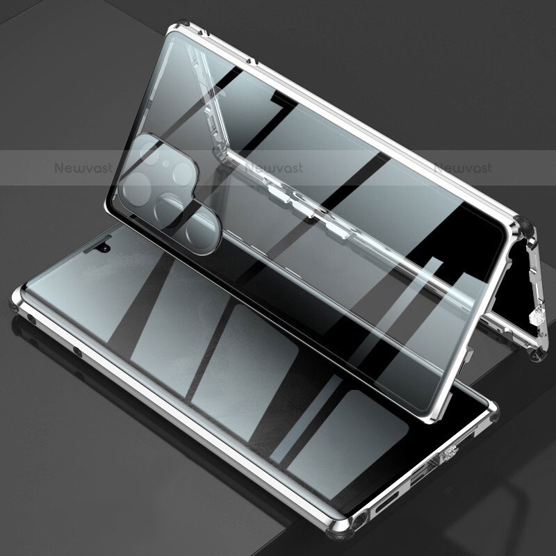 Luxury Aluminum Metal Frame Mirror Cover Case 360 Degrees for Samsung Galaxy S22 Ultra 5G