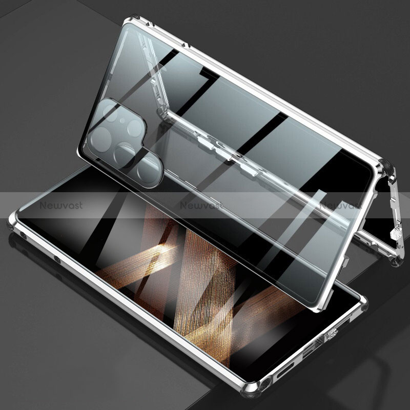 Luxury Aluminum Metal Frame Mirror Cover Case 360 Degrees for Samsung Galaxy S24 Ultra 5G