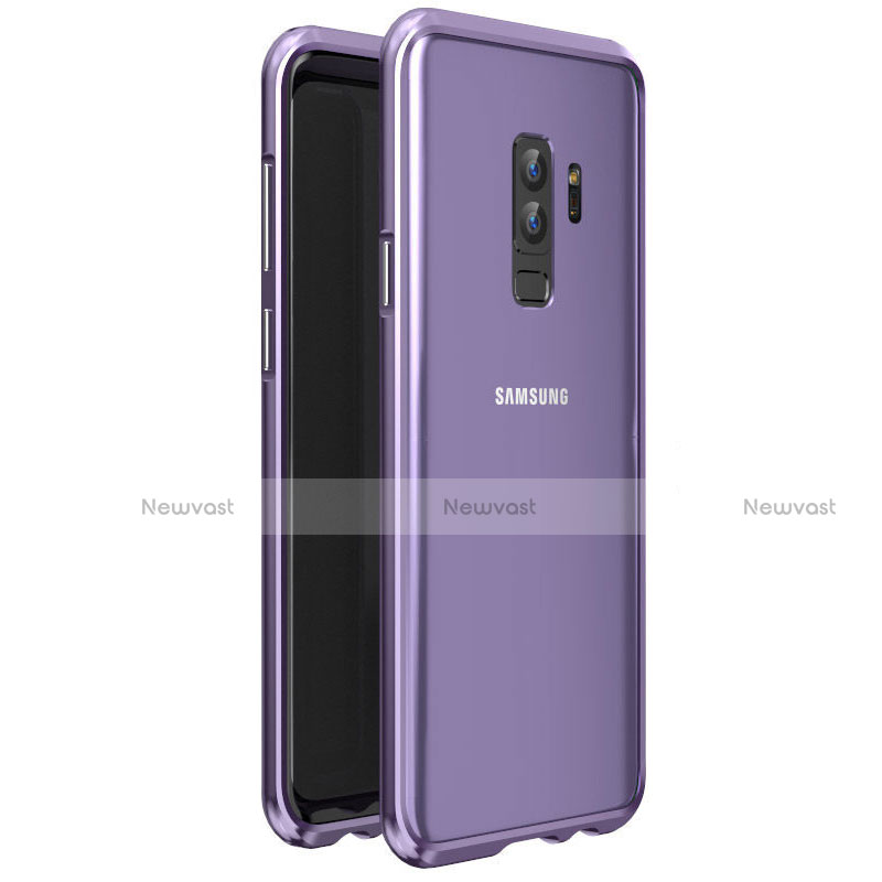 Luxury Aluminum Metal Frame Mirror Cover Case 360 Degrees for Samsung Galaxy S9 Plus Purple