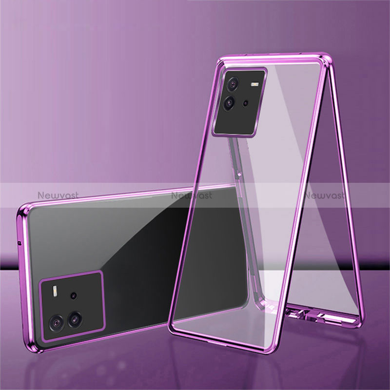 Luxury Aluminum Metal Frame Mirror Cover Case 360 Degrees for Vivo iQOO Neo6 SE 5G