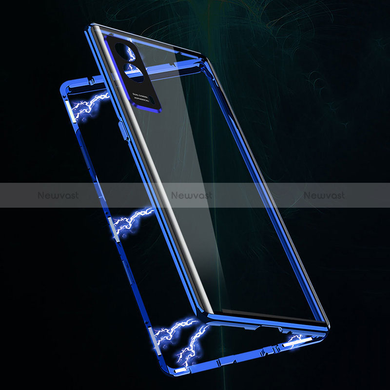 Luxury Aluminum Metal Frame Mirror Cover Case 360 Degrees for Vivo T1x 5G