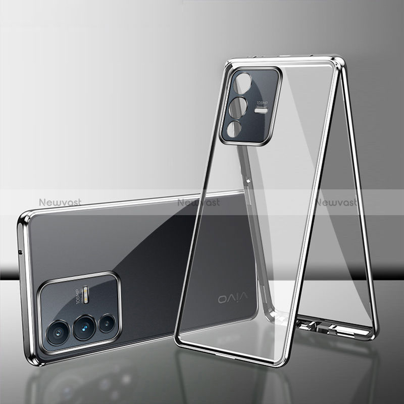 Luxury Aluminum Metal Frame Mirror Cover Case 360 Degrees for Vivo V23 5G