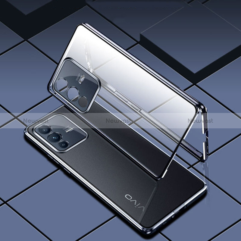 Luxury Aluminum Metal Frame Mirror Cover Case 360 Degrees for Vivo V23 5G