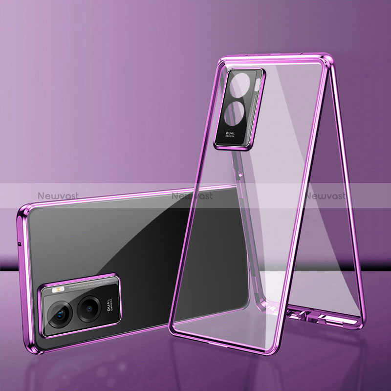 Luxury Aluminum Metal Frame Mirror Cover Case 360 Degrees for Vivo Y56 5G