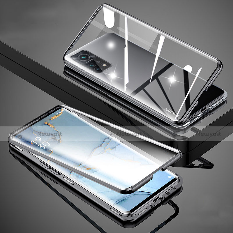 Luxury Aluminum Metal Frame Mirror Cover Case 360 Degrees for Xiaomi Mi 10T 5G Black