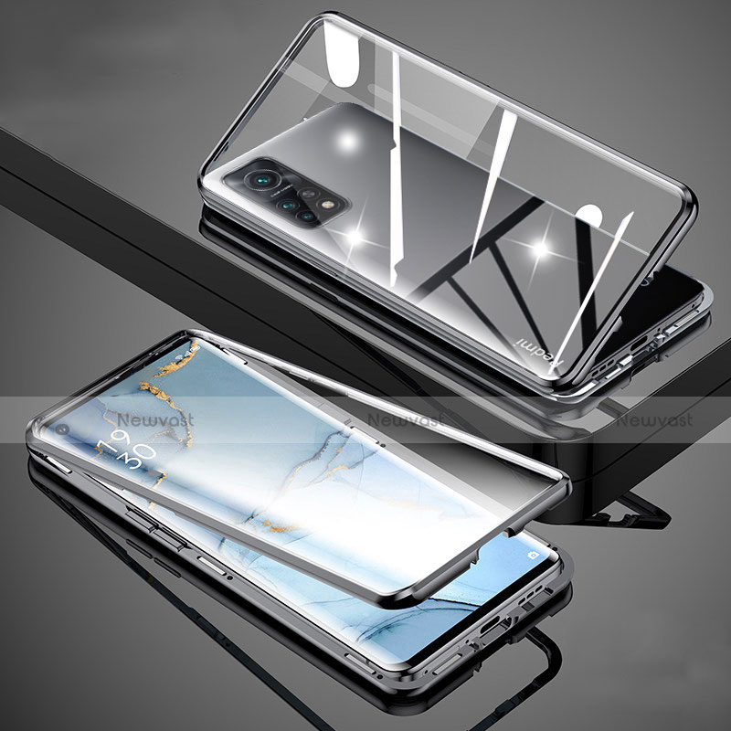 Luxury Aluminum Metal Frame Mirror Cover Case 360 Degrees for Xiaomi Mi 10T Pro 5G Black