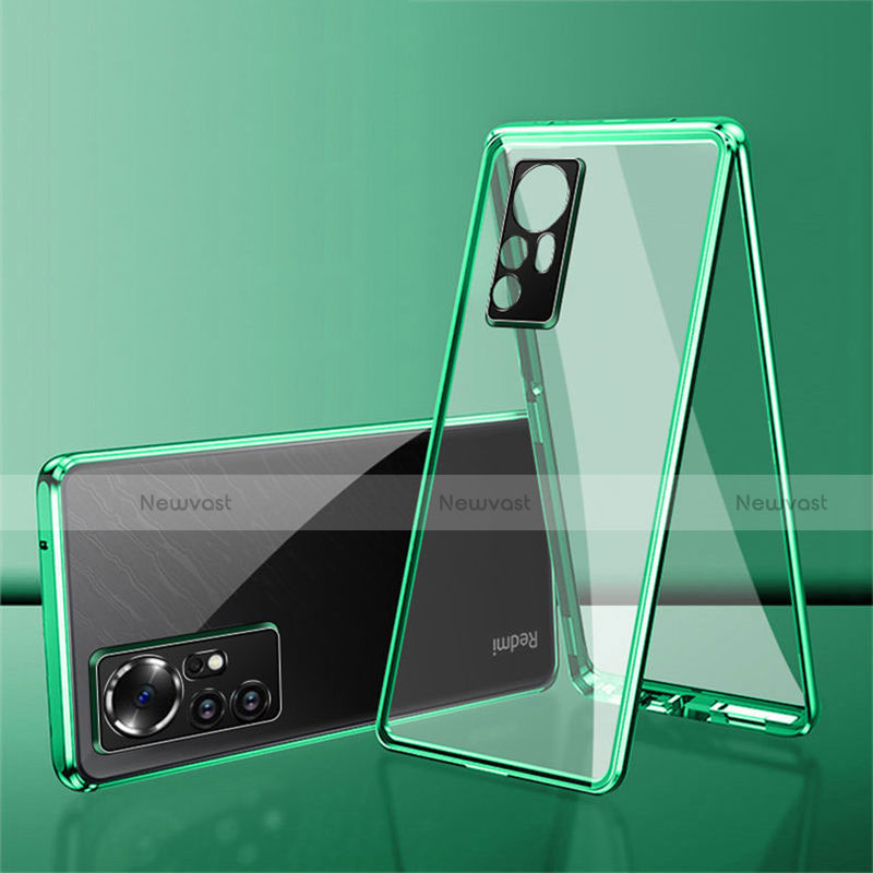 Luxury Aluminum Metal Frame Mirror Cover Case 360 Degrees for Xiaomi Mi 12 5G Green
