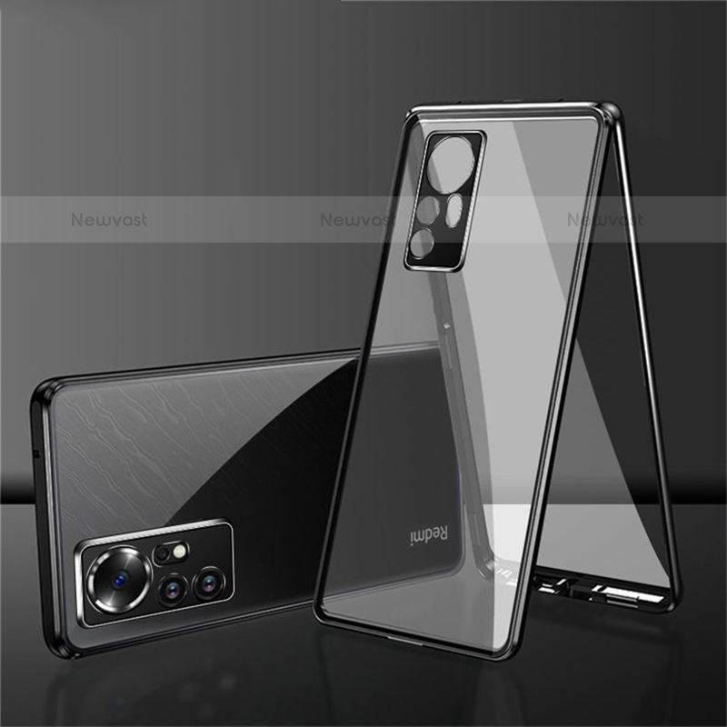 Luxury Aluminum Metal Frame Mirror Cover Case 360 Degrees for Xiaomi Mi 12 Pro 5G Black