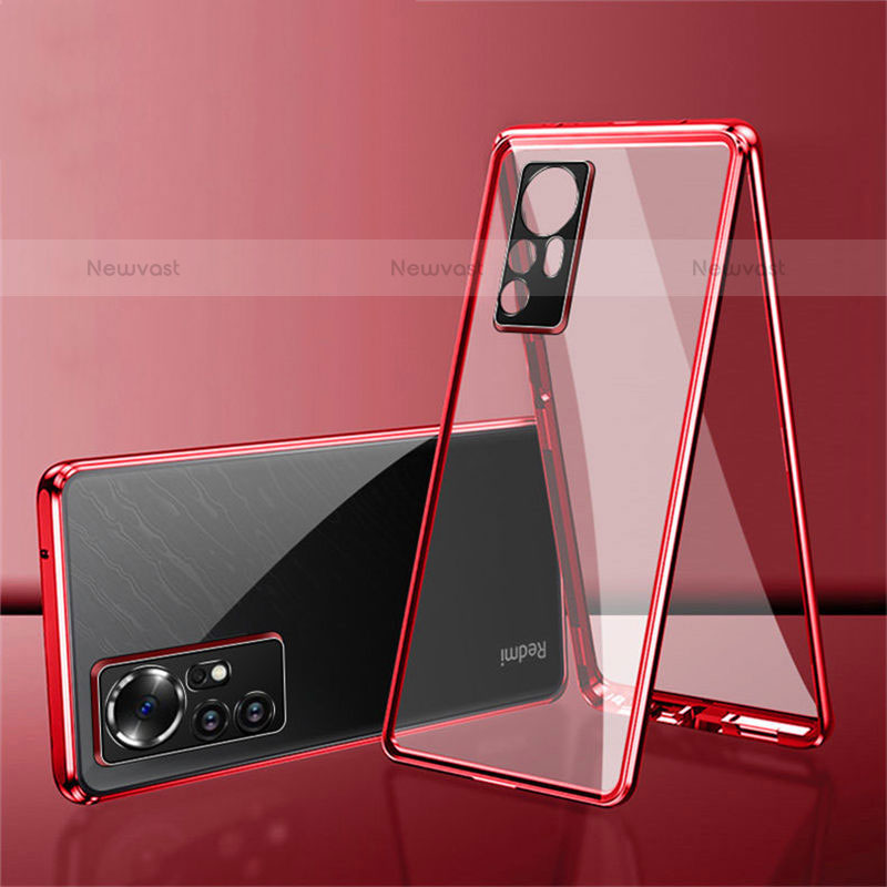 Luxury Aluminum Metal Frame Mirror Cover Case 360 Degrees for Xiaomi Mi 12 Pro 5G Red