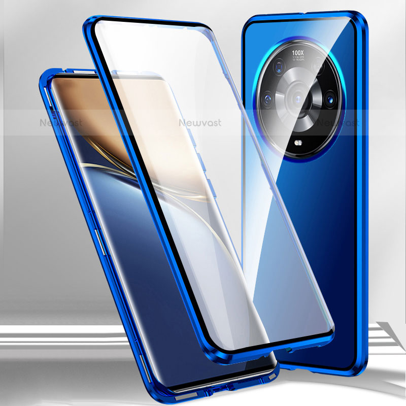Luxury Aluminum Metal Frame Mirror Cover Case 360 Degrees for Xiaomi Mi 12 Ultra 5G Blue