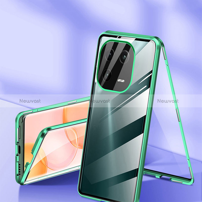 Luxury Aluminum Metal Frame Mirror Cover Case 360 Degrees for Xiaomi Mi 13 5G Green