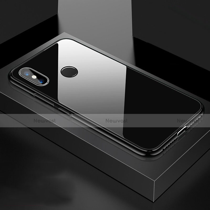 Luxury Aluminum Metal Frame Mirror Cover Case 360 Degrees for Xiaomi Mi 8 Black