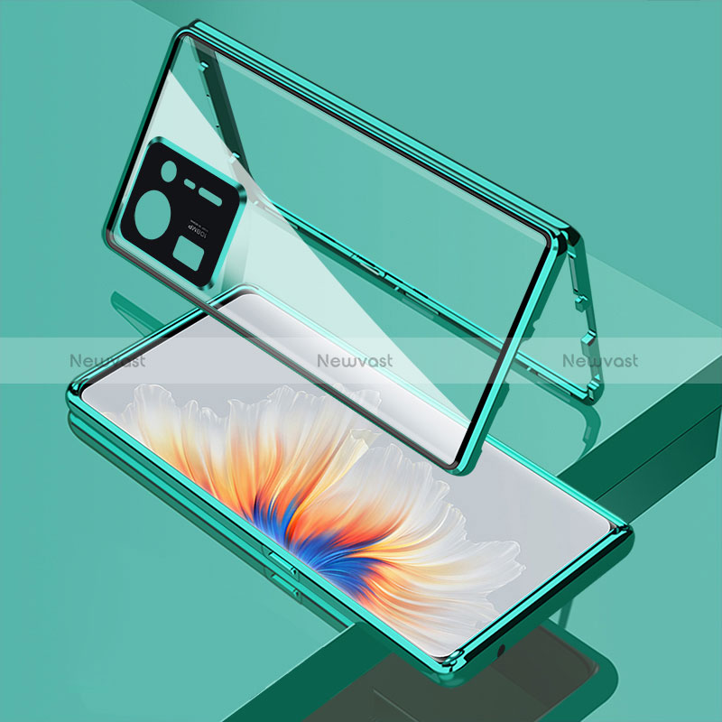 Luxury Aluminum Metal Frame Mirror Cover Case 360 Degrees for Xiaomi Mi Mix 4 5G Green