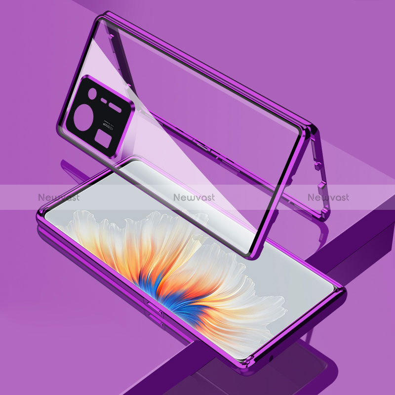 Luxury Aluminum Metal Frame Mirror Cover Case 360 Degrees for Xiaomi Mi Mix 4 5G Purple