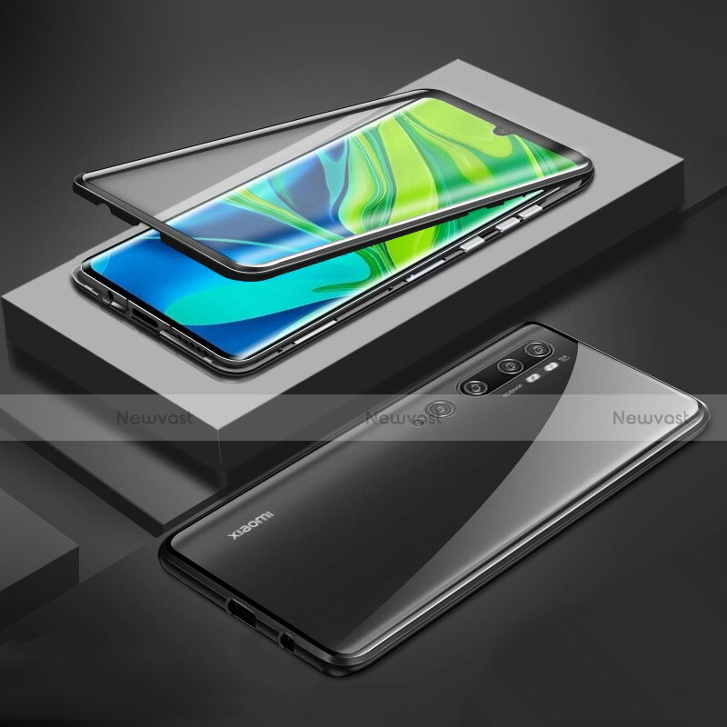 Luxury Aluminum Metal Frame Mirror Cover Case 360 Degrees for Xiaomi Mi Note 10 Black