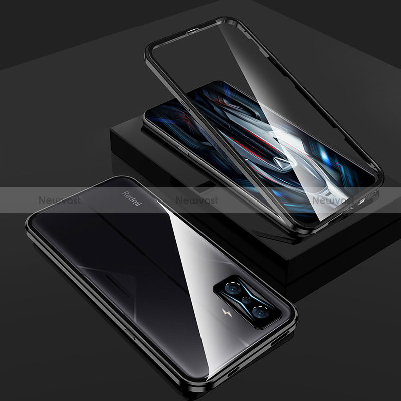 Luxury Aluminum Metal Frame Mirror Cover Case 360 Degrees for Xiaomi Poco F4 GT 5G Black
