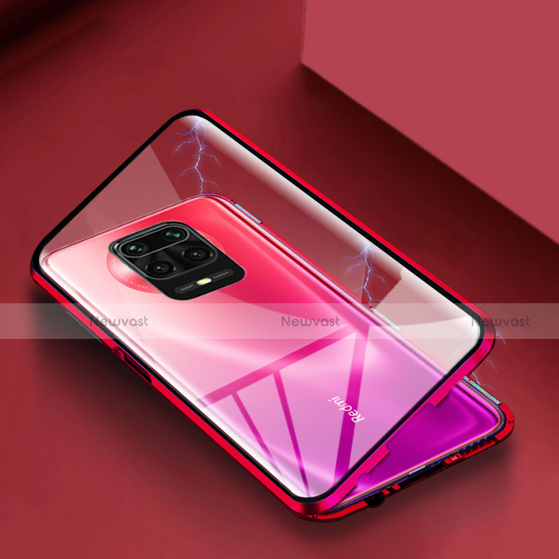 Luxury Aluminum Metal Frame Mirror Cover Case 360 Degrees for Xiaomi Poco M2 Pro Red