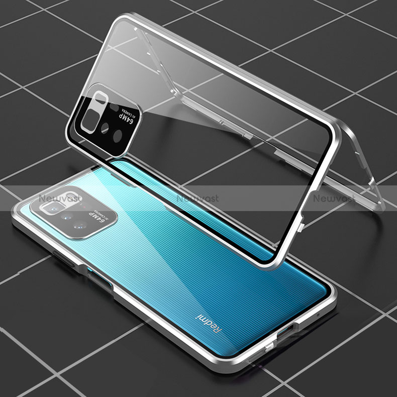 Luxury Aluminum Metal Frame Mirror Cover Case 360 Degrees for Xiaomi Poco X3 GT 5G Silver