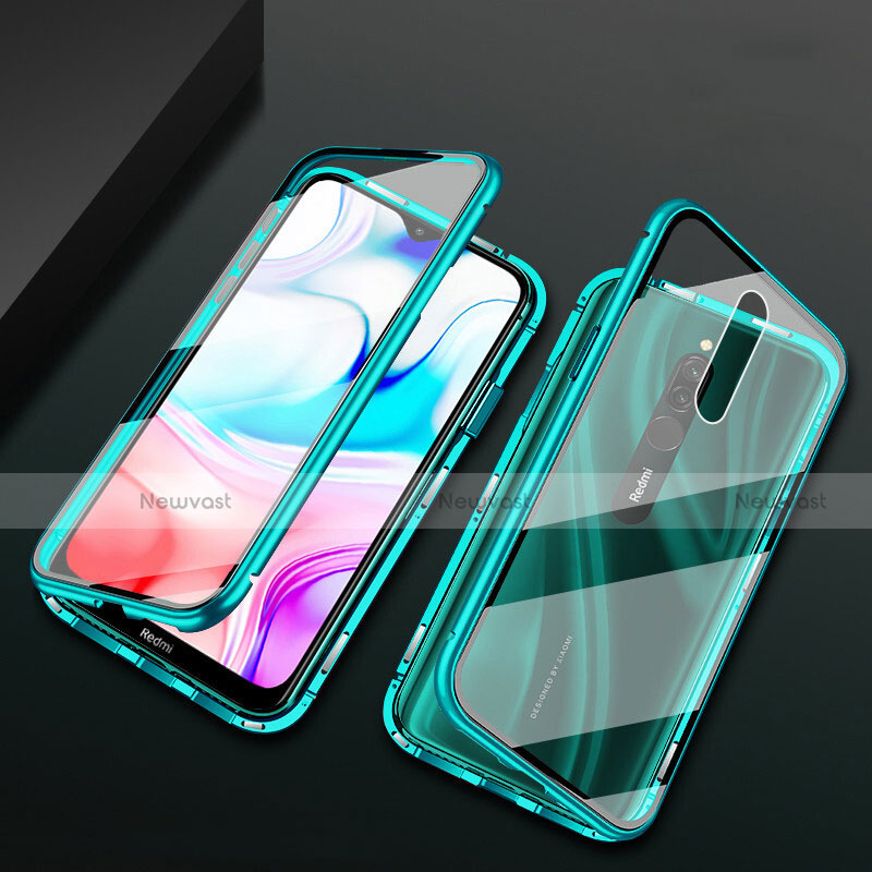 Luxury Aluminum Metal Frame Mirror Cover Case 360 Degrees for Xiaomi Redmi 8 Green