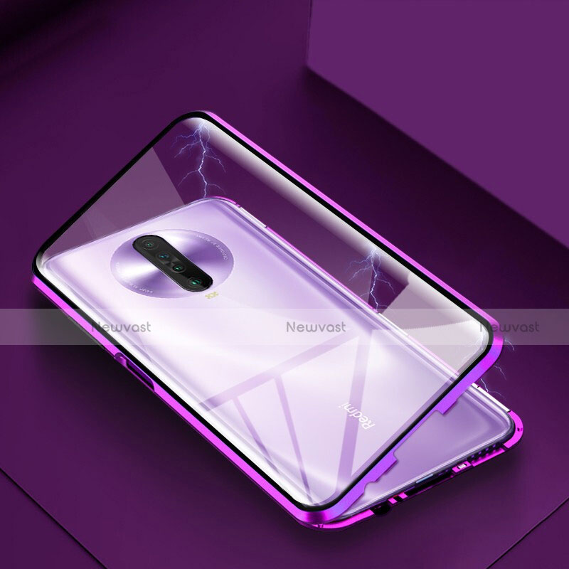 Luxury Aluminum Metal Frame Mirror Cover Case 360 Degrees for Xiaomi Redmi K30 5G Purple