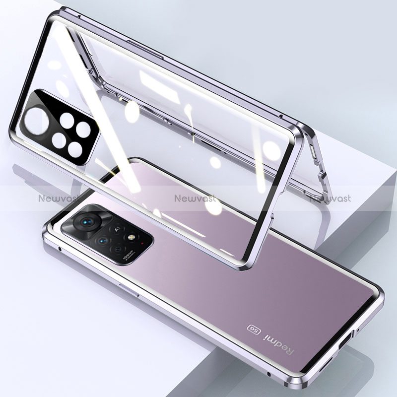 Luxury Aluminum Metal Frame Mirror Cover Case 360 Degrees for Xiaomi Redmi Note 11E Pro 5G