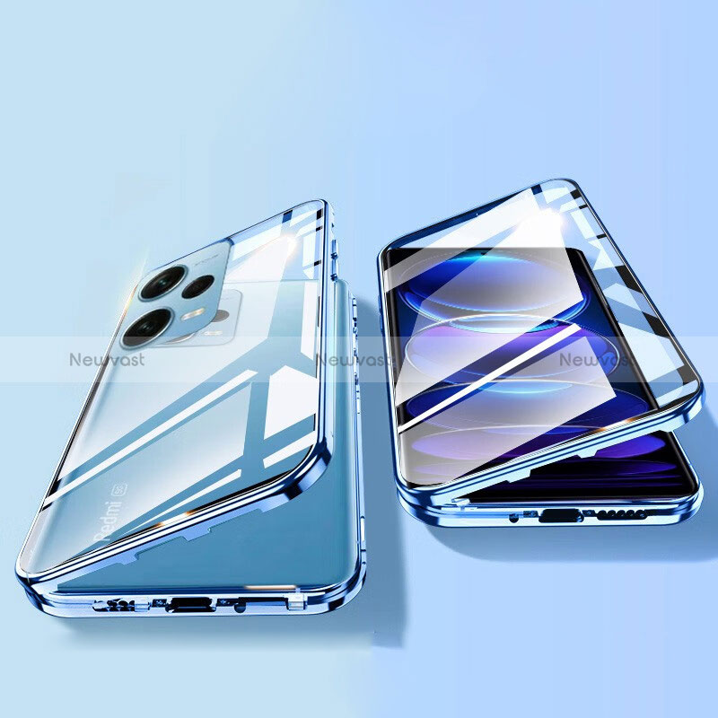 Luxury Aluminum Metal Frame Mirror Cover Case 360 Degrees for Xiaomi Redmi Note 12 Pro 5G