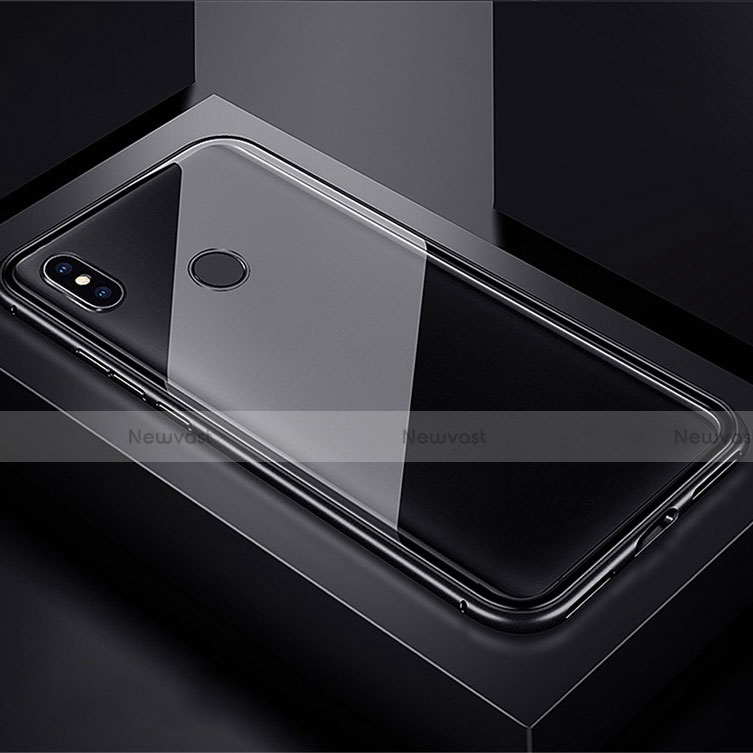 Luxury Aluminum Metal Frame Mirror Cover Case 360 Degrees for Xiaomi Redmi Note 7 Black